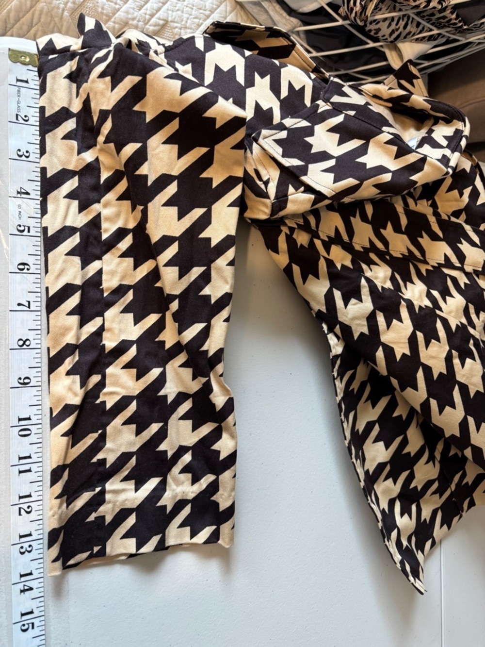 Vertigo Paris Brown Houndstooth Trench Size XS French Timeless Romantic Luxury - Picture 11 of 15